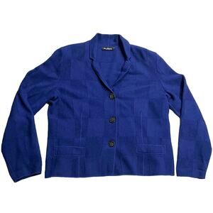 Nino Colombo Cardigan Sweater Womens Sz 42 (US S/M) Blue Italy 100% Merino Wool